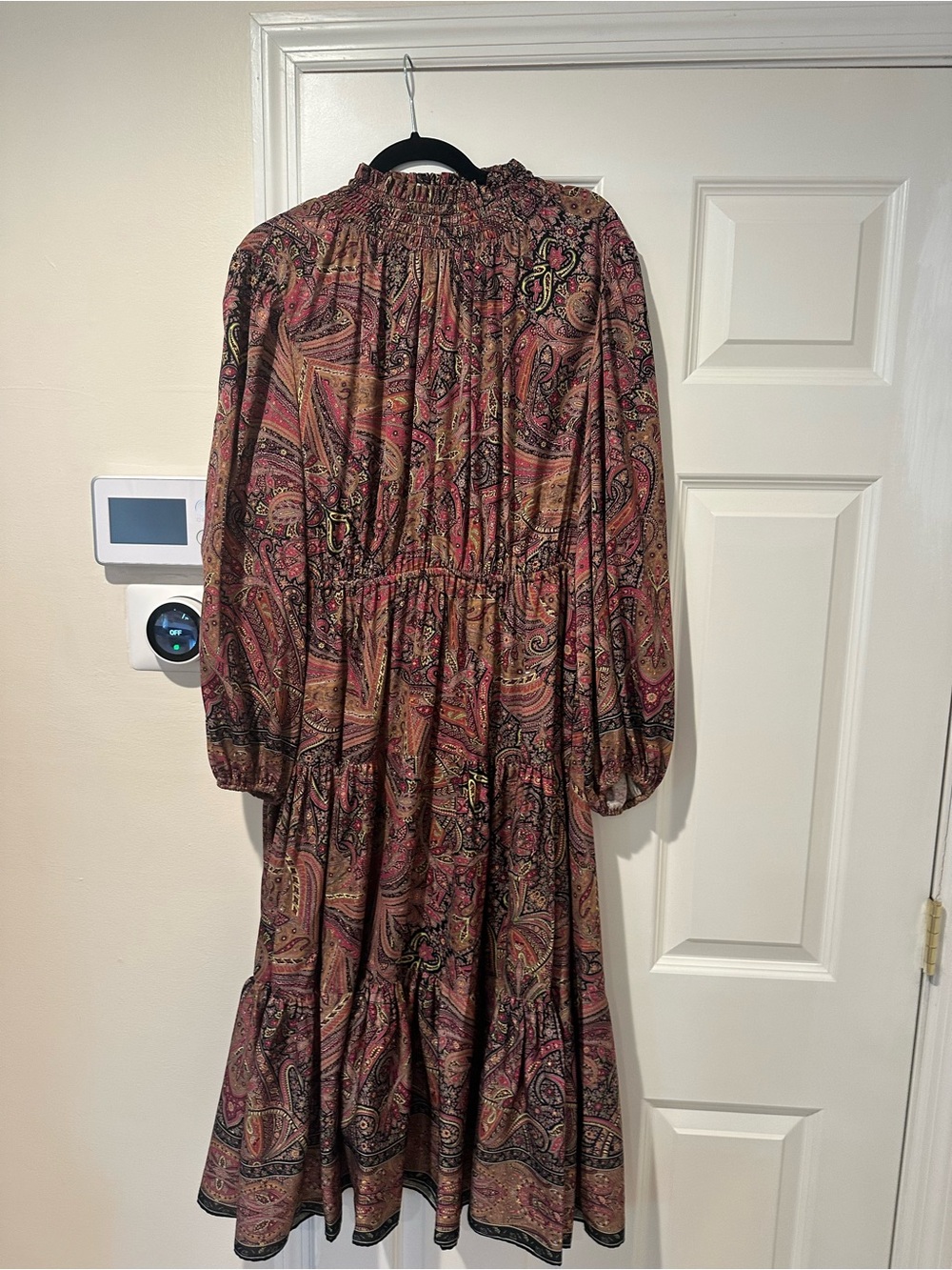 Kobi Halperin Burgundy Paisley Long-Sleeve Midi Dress